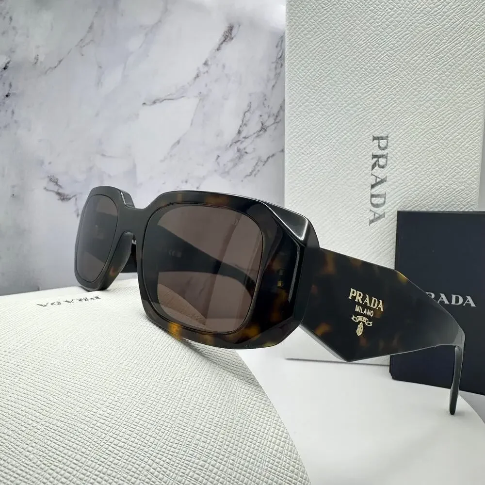 PRADA Sunglasses New Brown Tortoise Acetate PR 17WS Symbole Logo Italy Authentic